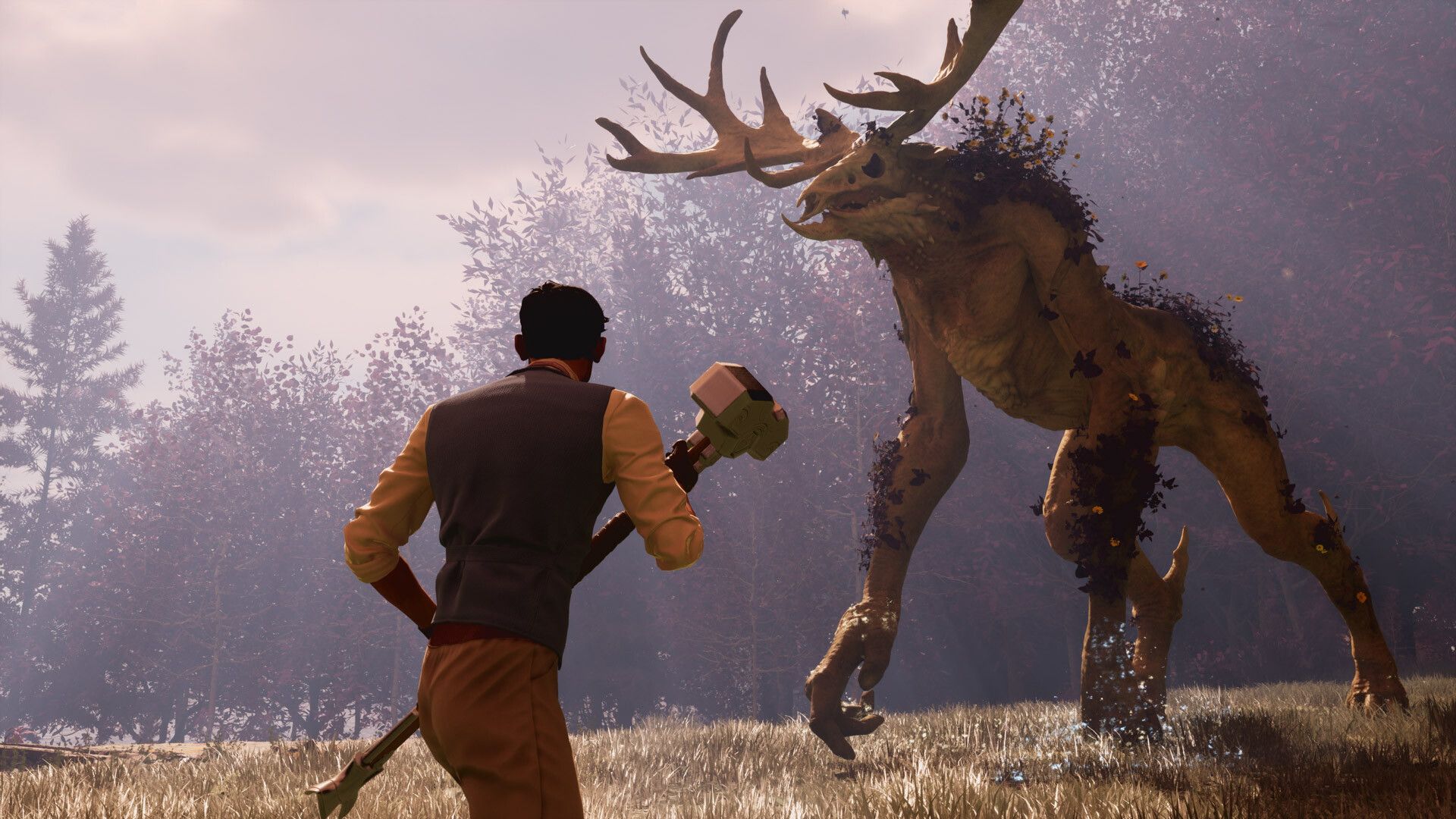 The player encountering a giant beast in Nightingale