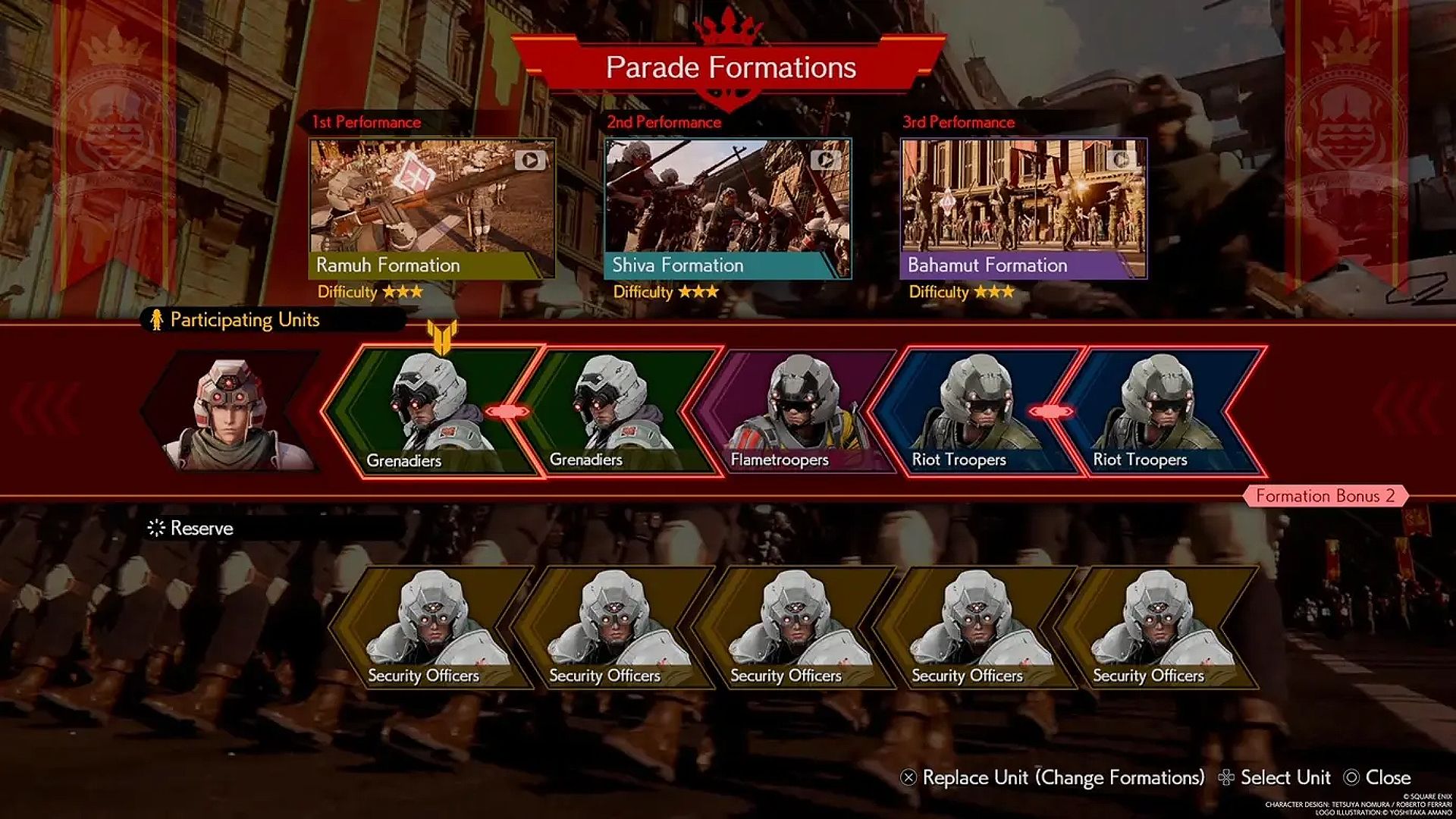 The Junon Parade formation in Final Fantasy 7 Rebirth