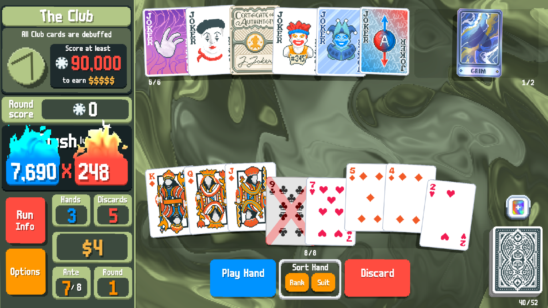 Balatro Combo 2 showing gameplay