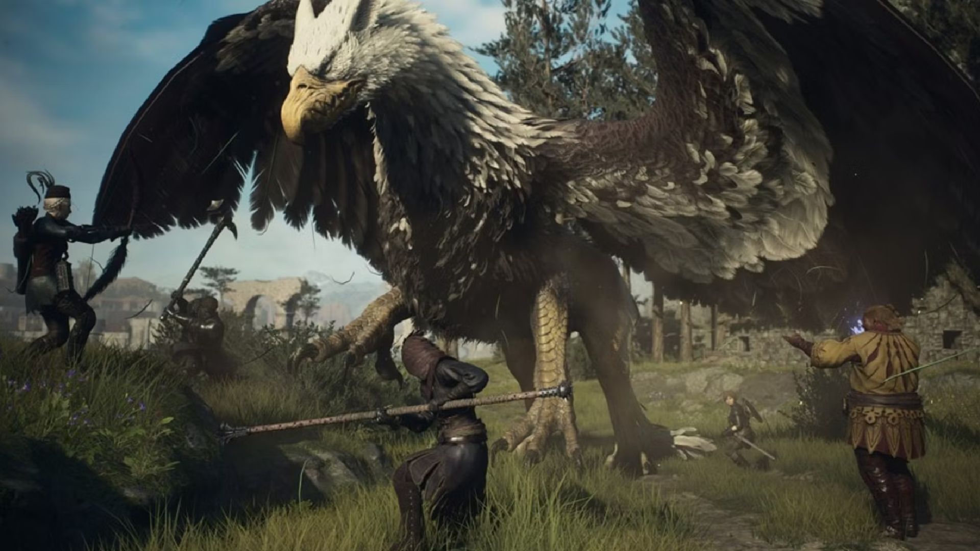 Players fighting an eagle in Dragon's Dogma 2