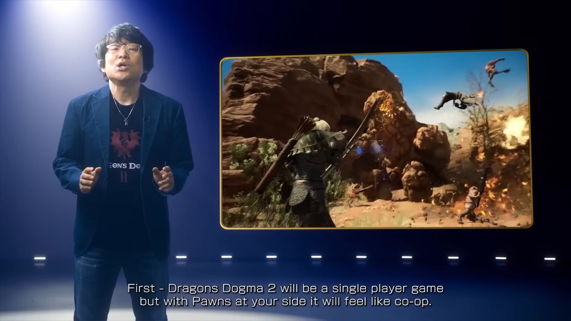 Hideaki Itsuno during the Dragon's Dogma 2 Presentation