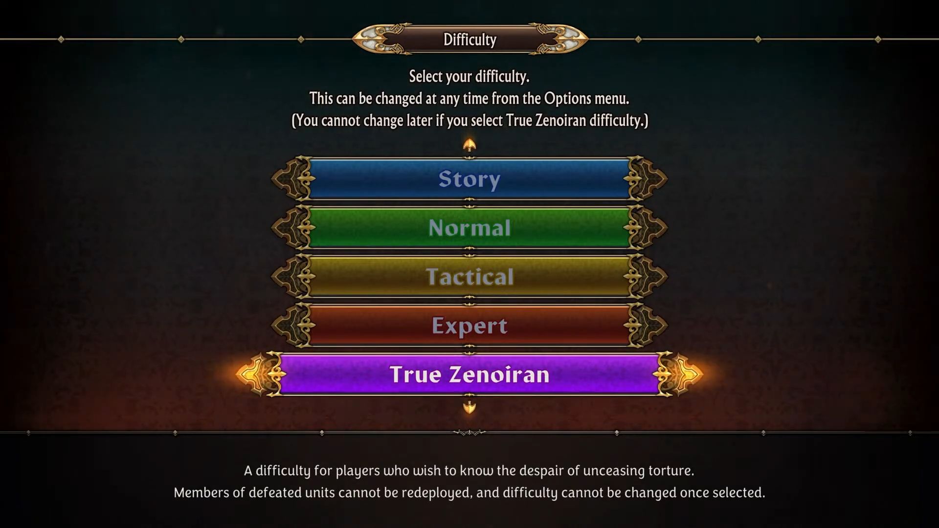The True Zenoiran Difficulty mode in Unicorn Overlord