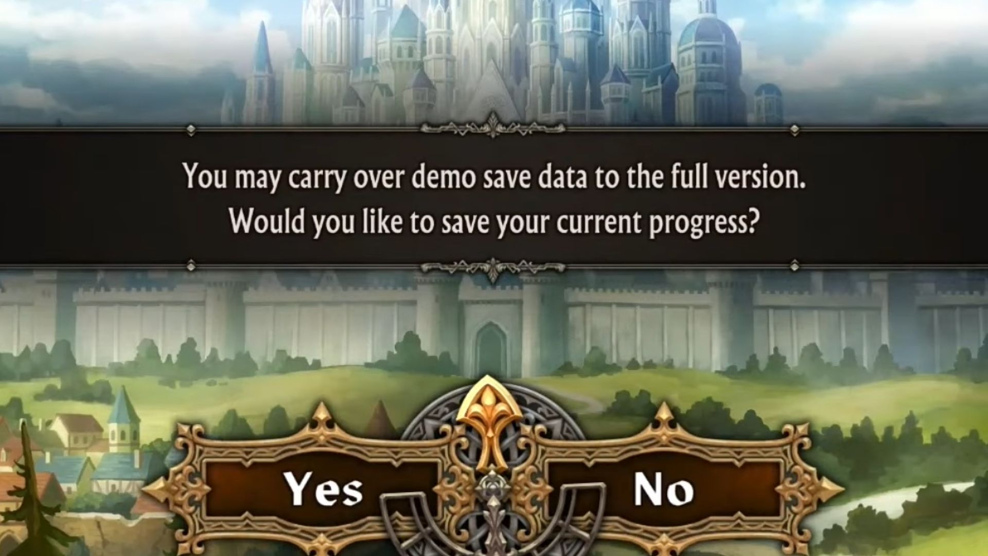 The Unicorn Overlord demo save screen
