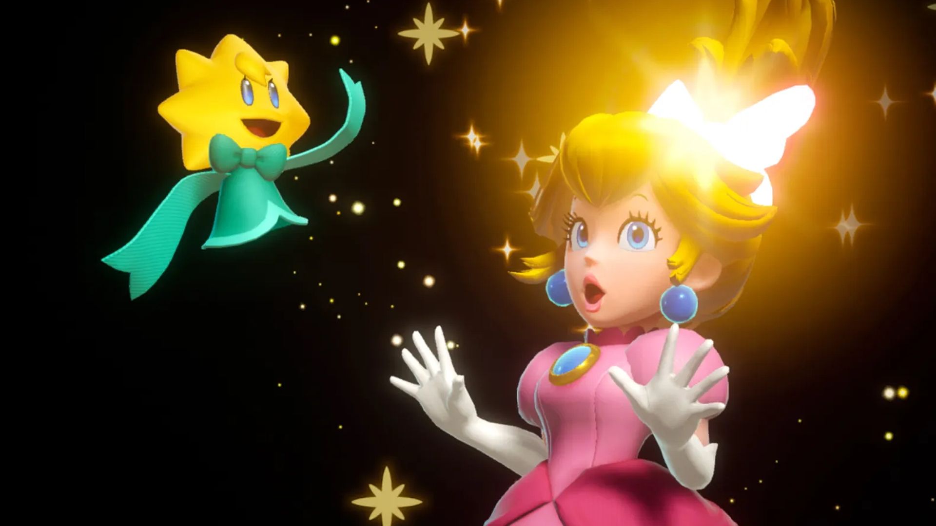 Princess Peach and a floating flower in Princess Peach: Showtime!