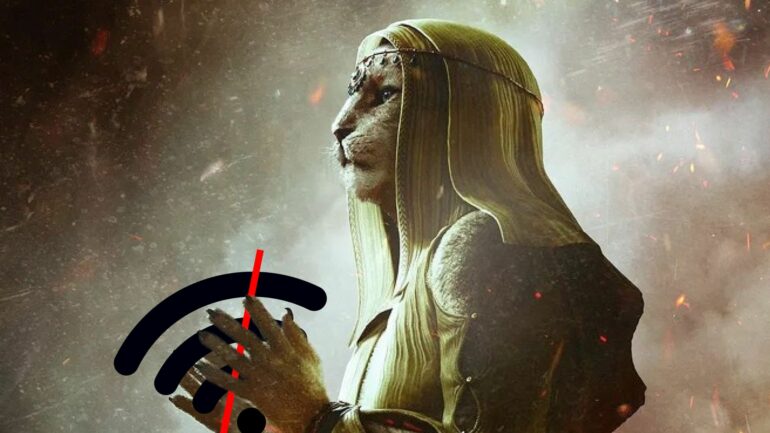 Dragon's Dogma 2 character holding a wifi symbol