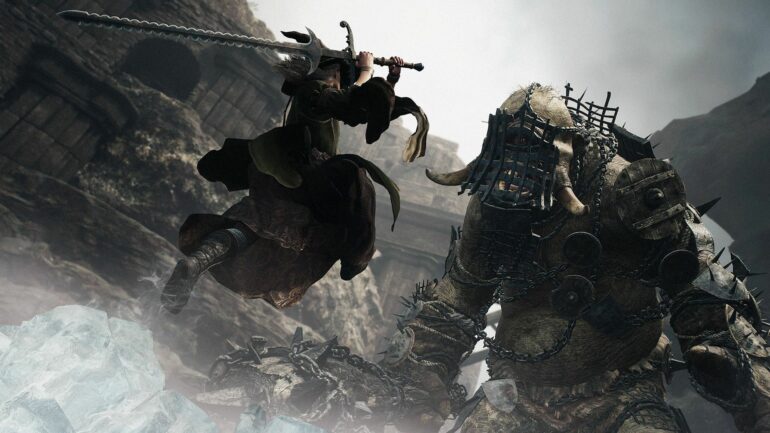 Dragon's Dogma 2 player fighting a cyclops