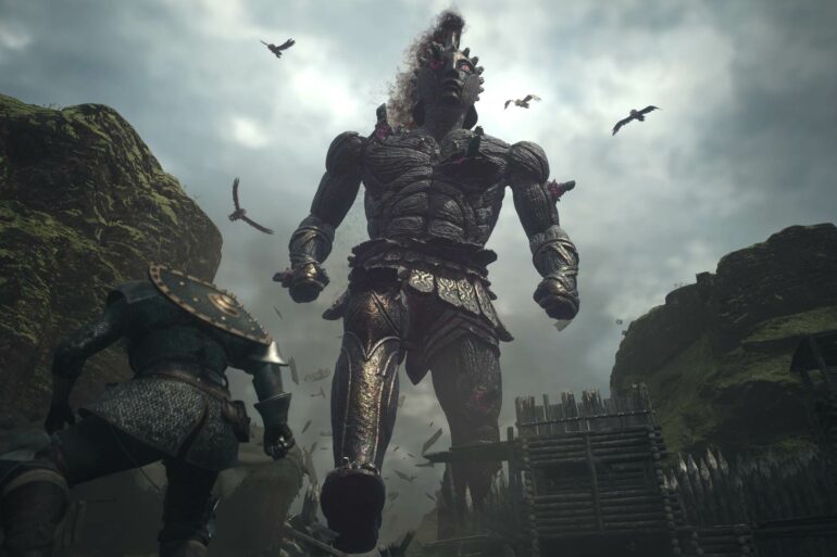 Player in front of giant, Dragon's Dogma 2