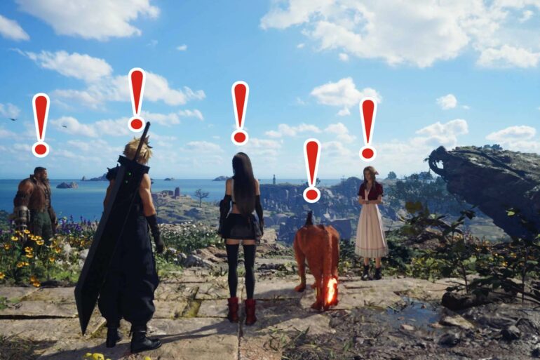 Final Fantasy 7 Rebirth cast overlooking region
