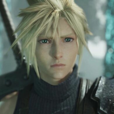 Cloud looking towards the camera in Final Fantasy 7 Rebirth