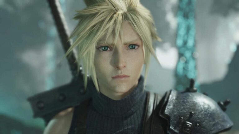 Cloud looking towards the camera in Final Fantasy 7 Rebirth