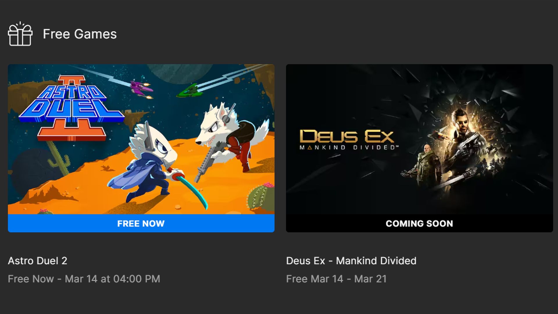 Epic Games Store Free Games Page