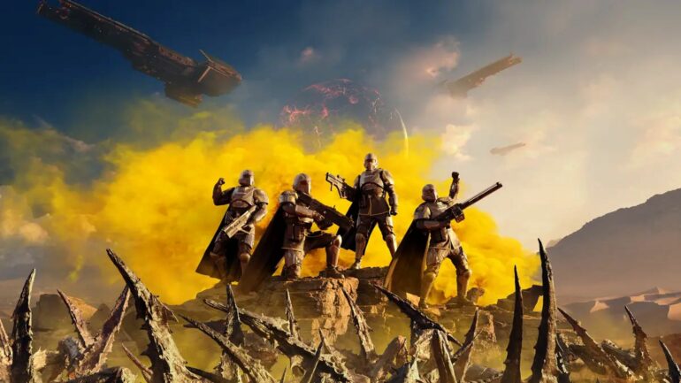 Helldivers Player covered in yellow smoke