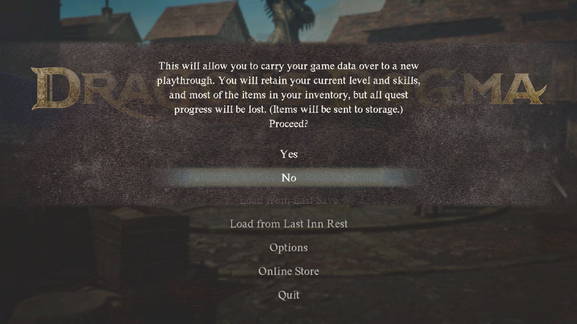 Dragon's Dogma 2 New Game Plus warning