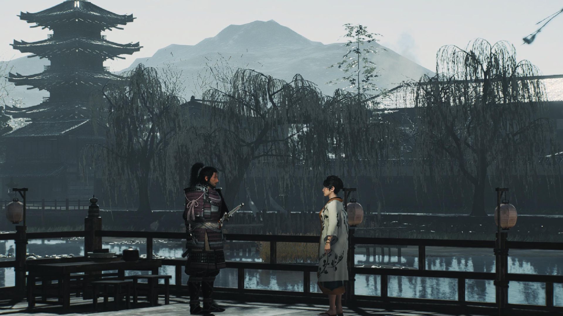 The player and Fumi Sugi standing outside in Rise of the Ronin