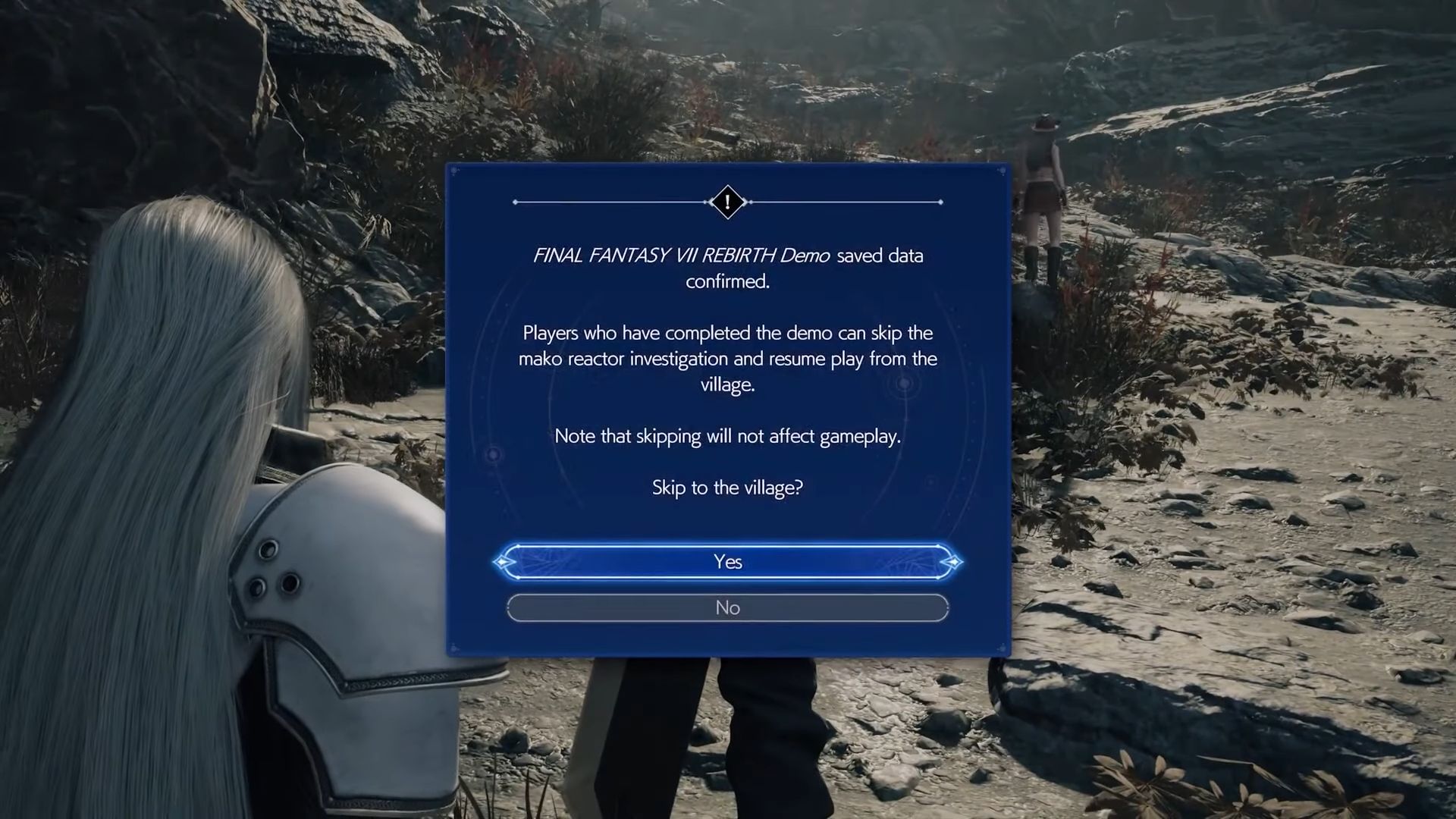 The option to skip the Nibelheim sequence in Final Fantasy 7 Rebirth