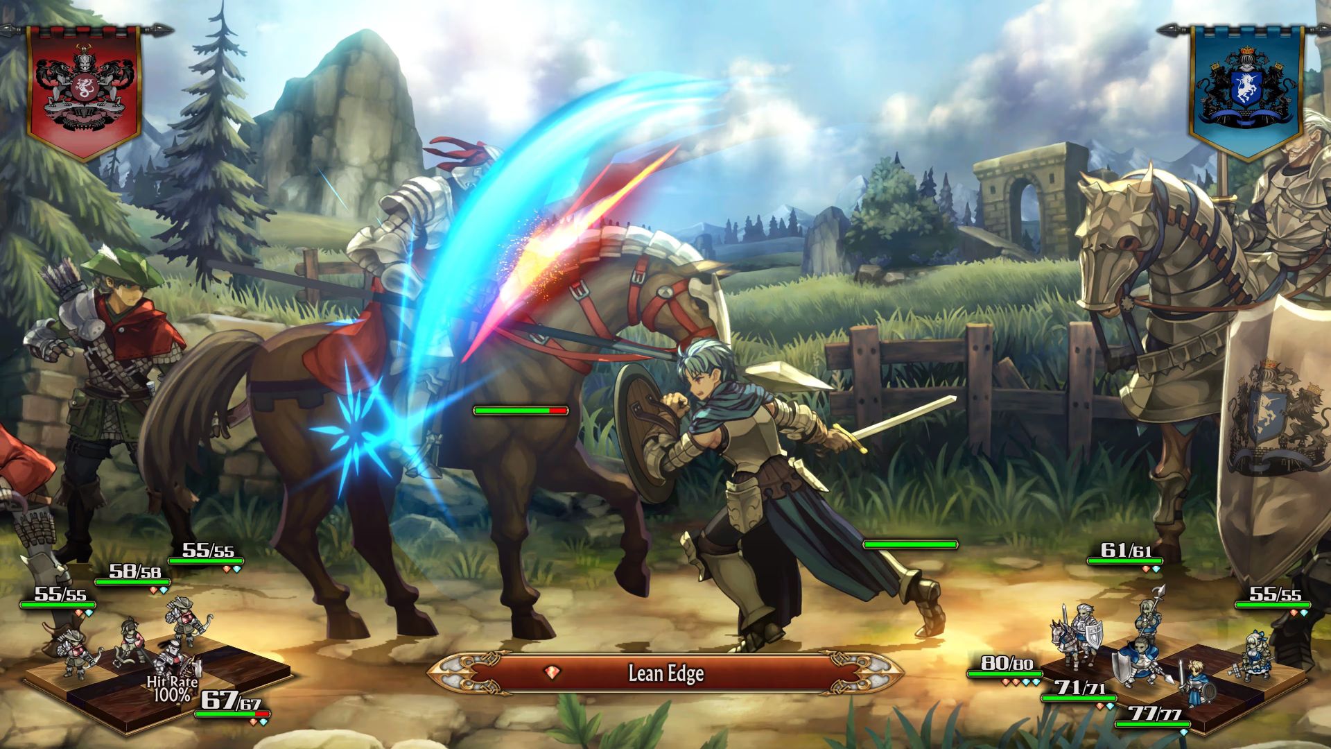 Alain fighting a knight in Unicorn Overlord