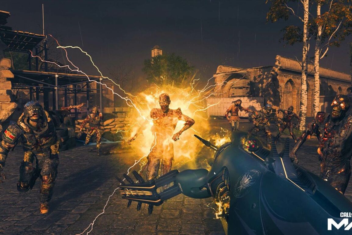 MW3 Zombies V-R11 firing into zombies crowd