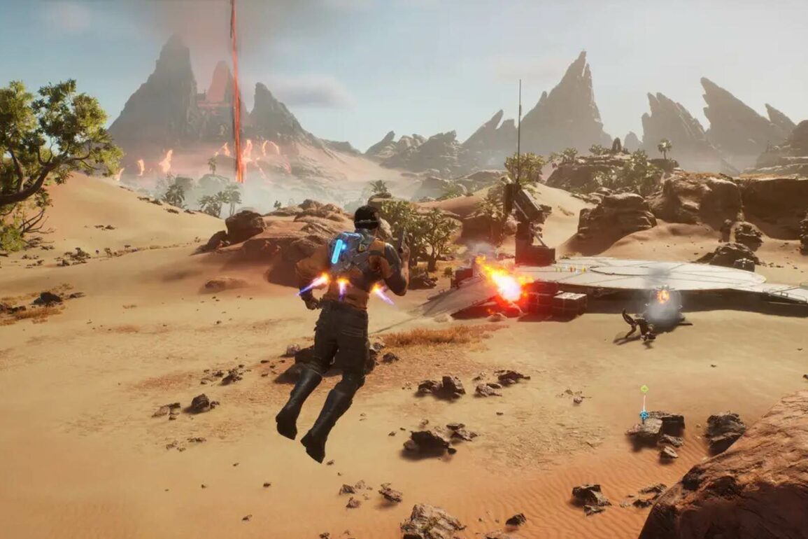 Outcast: A New Beginning jetpack shooting