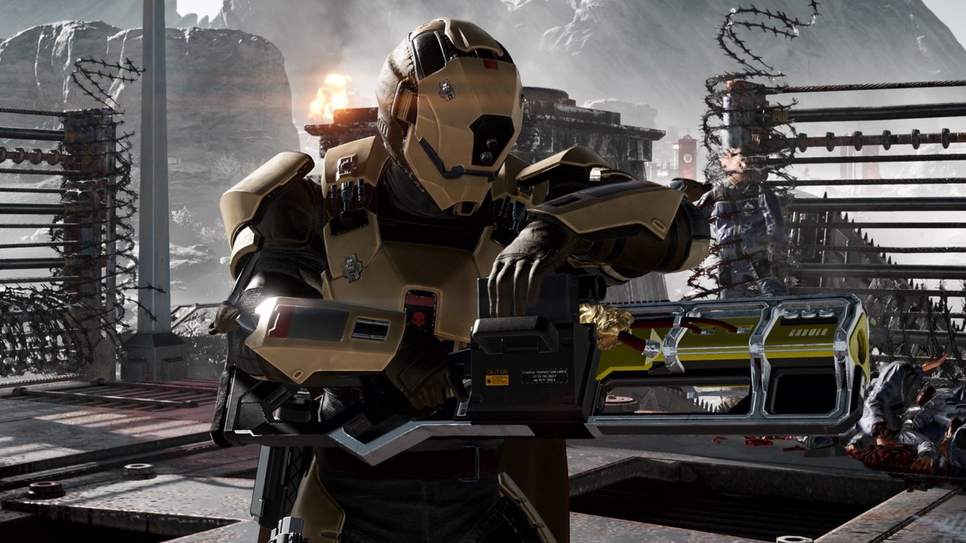 Player holding the Las-16 Sickle from the Cutting Edge Warbond in Helldivers 2