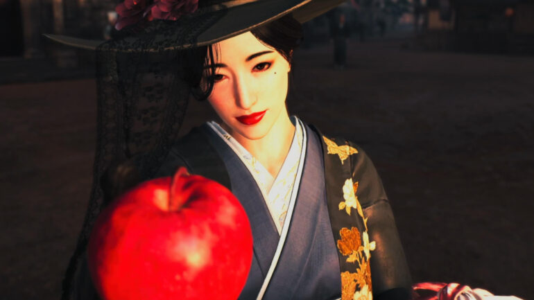 Rise of the Ronin Taka Murayama offering players an apple when they first meet