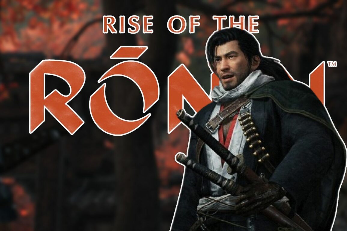 Rise of the Ronin protagonist in front of the logo
