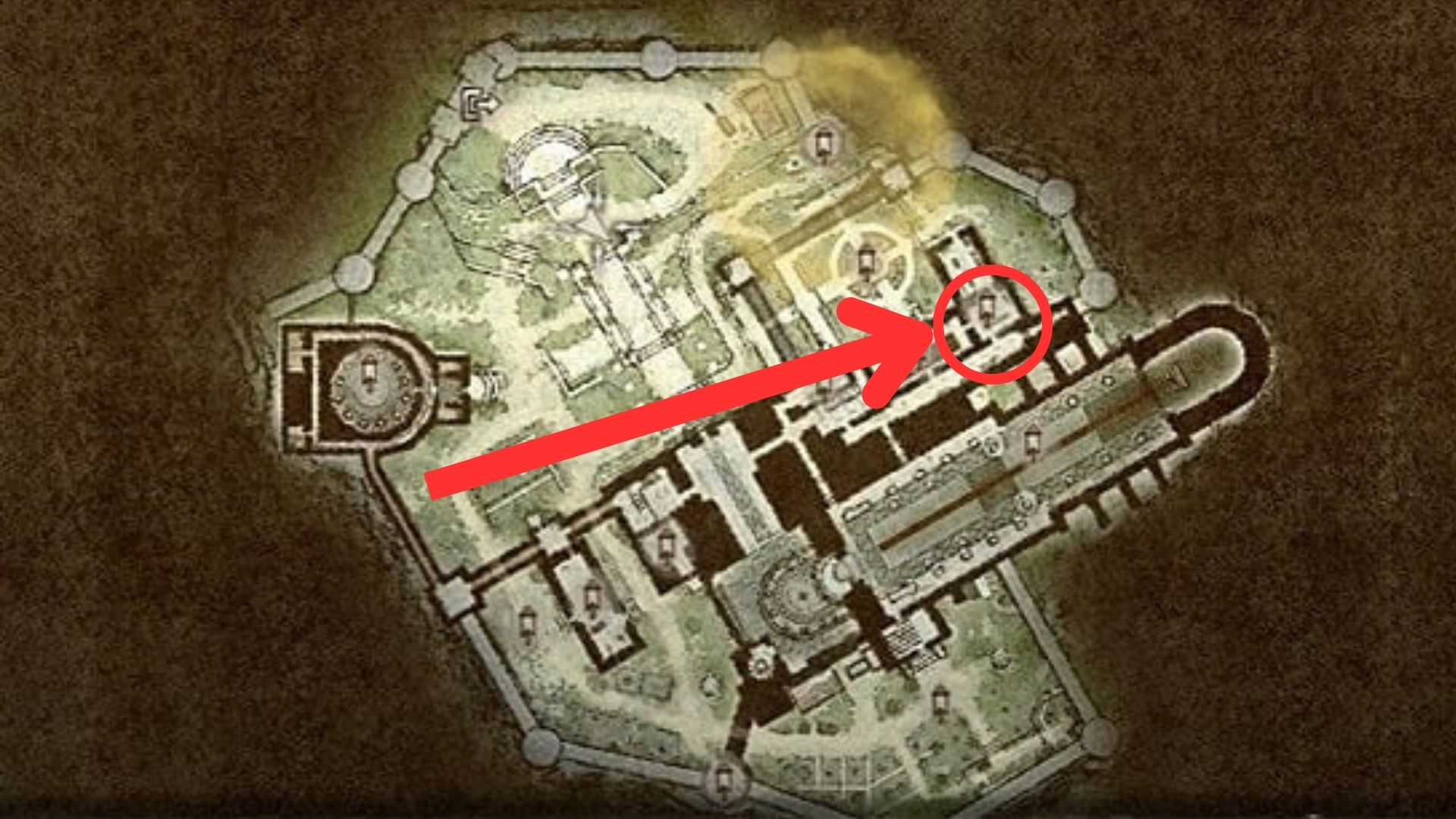 Showing Location of Vernworth Castle Vault