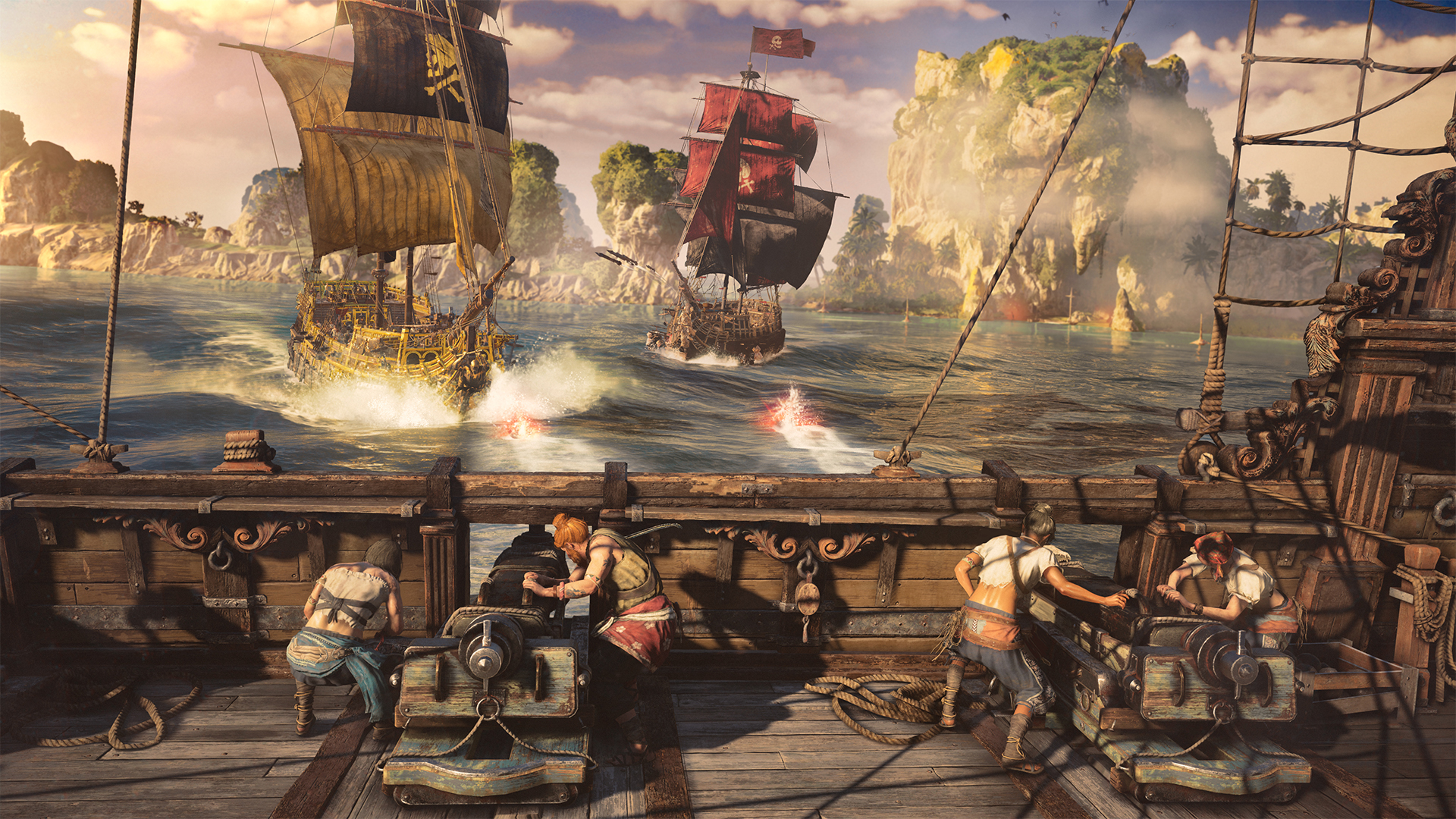 Skull and Bones Shooting Cannons