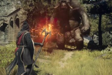 Sorcerer casting Salamander against Ogre in Dragon's Dogma 2