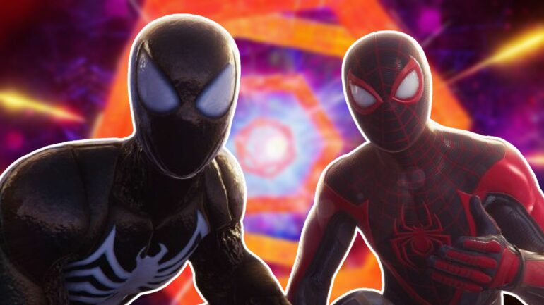 Miles and Peter in front of a portal