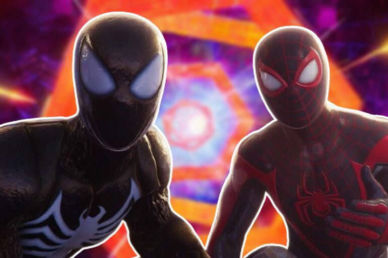 Miles and Peter in front of a portal