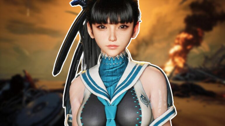Stellar Blade protagonist against a blurred background