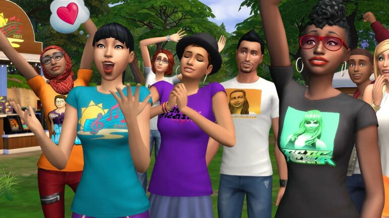 The Sims groupshot celebrating