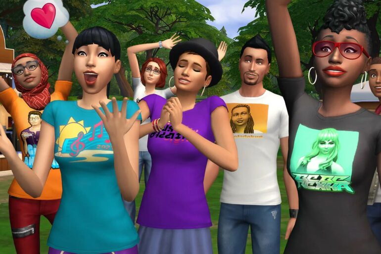 The Sims groupshot celebrating