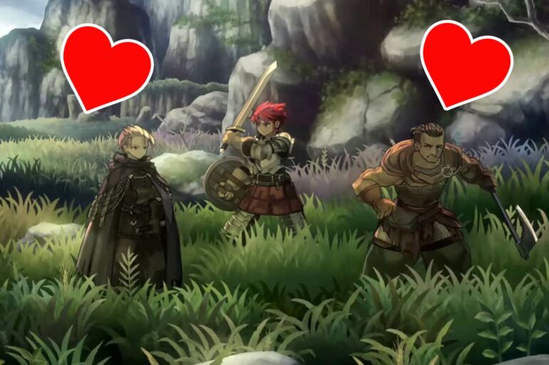 Unicorn Overlord characters with hearts overhead