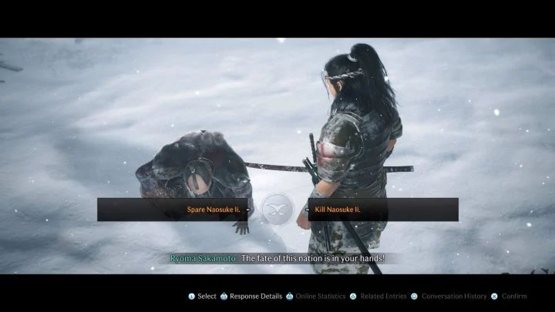 The option to spare or kill Naosuke Ii in Rise of the Ronin
