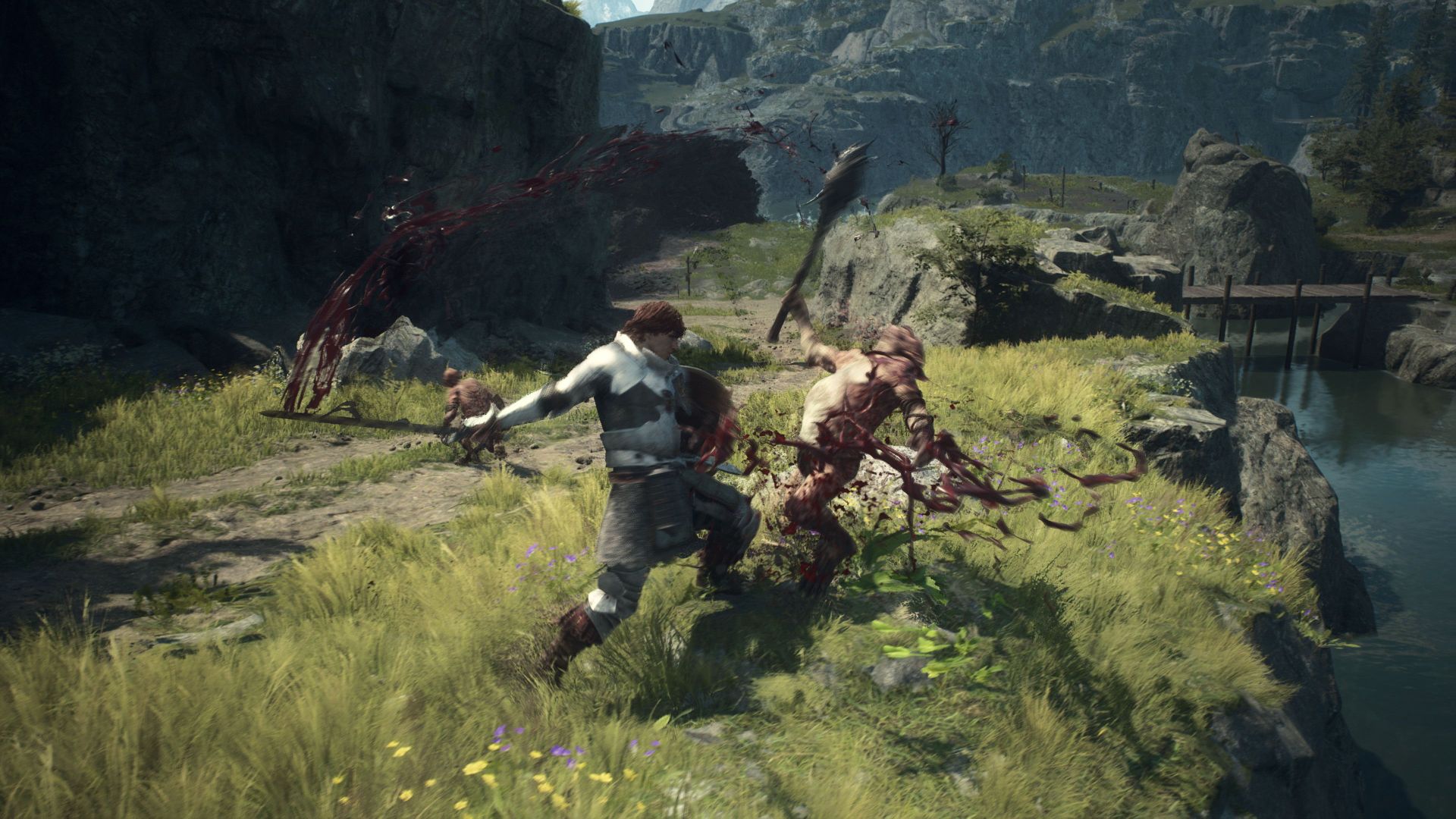 Player fighting a goblin in Dragon's Dogma 2