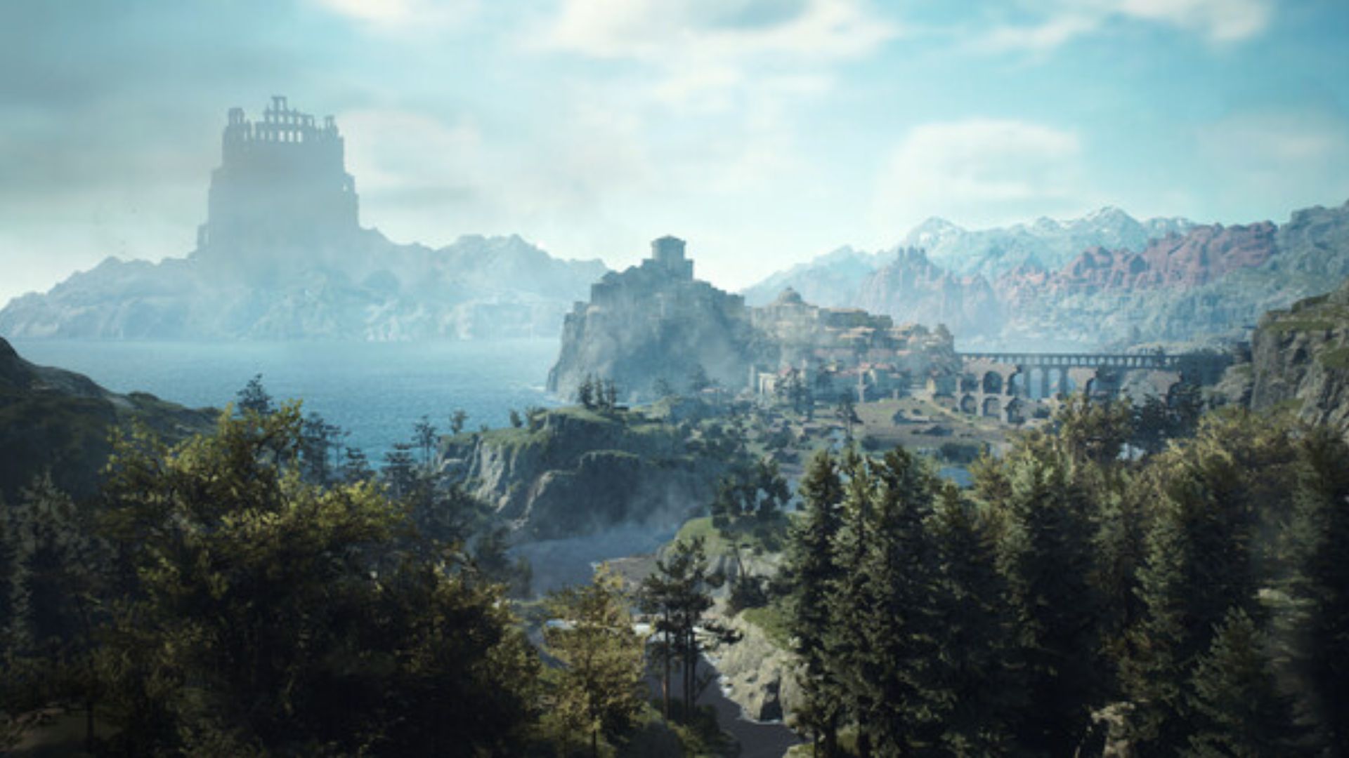 Wide shot of landscape and ruins in the background in Dragon's Dogma 2
