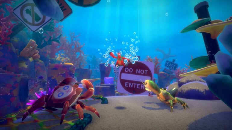 Kril fighting a crab in Another Crab's Treasure