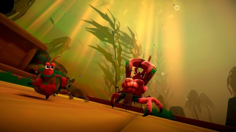 Kril running away from a boss in Another Crab's Treasure