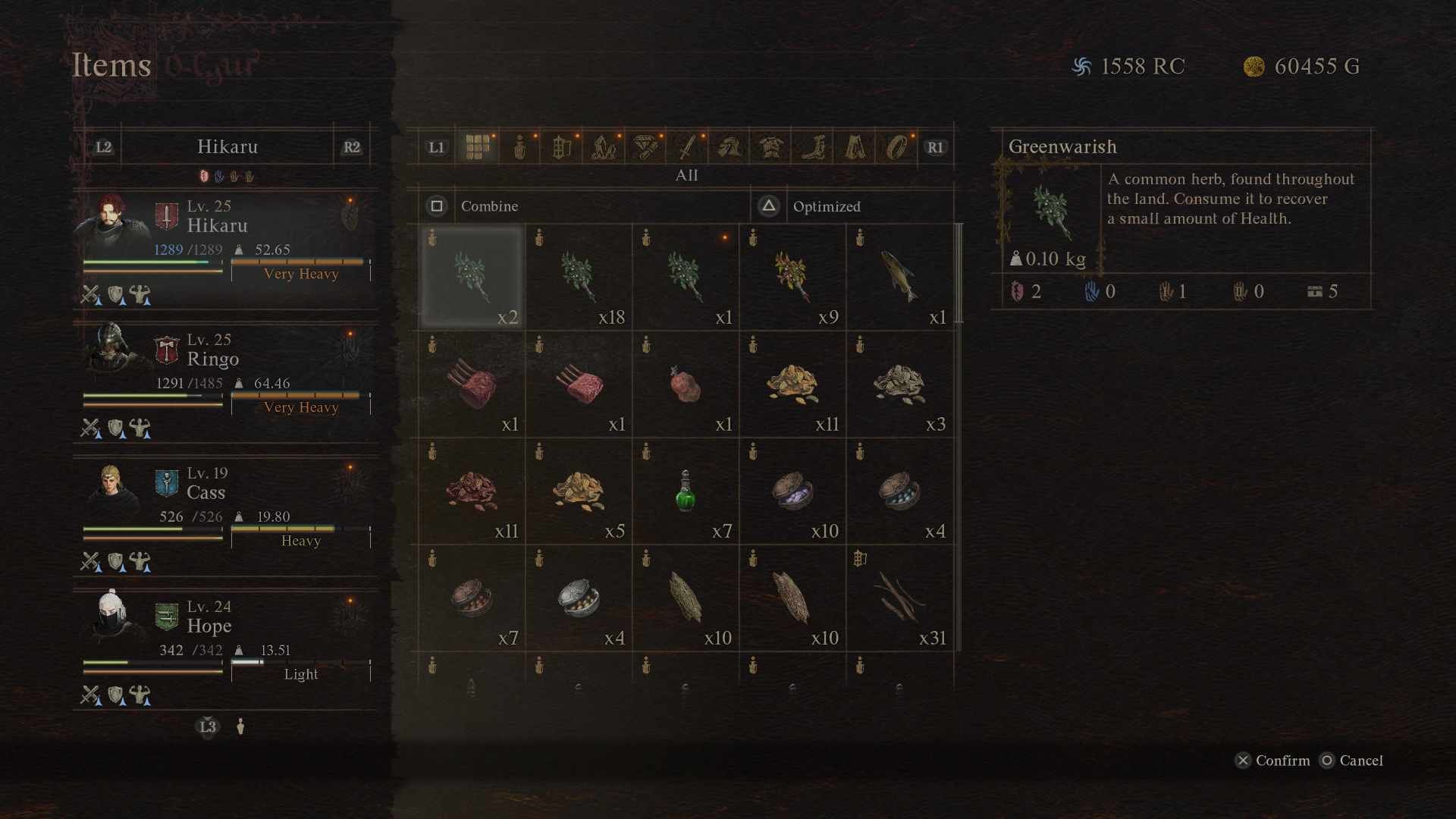 Player inventory in Dragon's Dogma 2