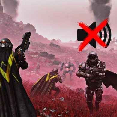 Helldivers 2 player with a mic symbol above them