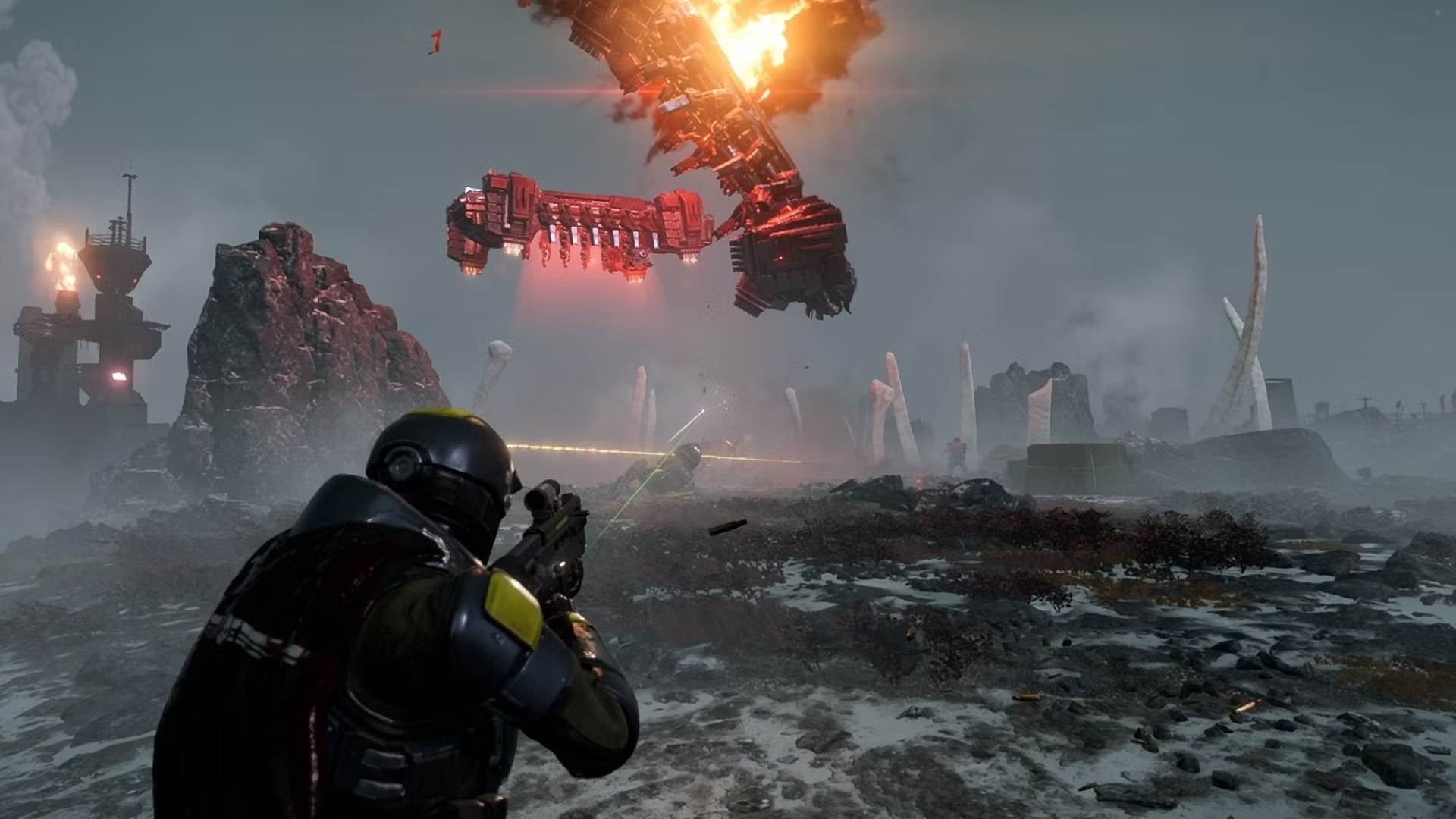 Helldivers 2 Automaton ship crashes