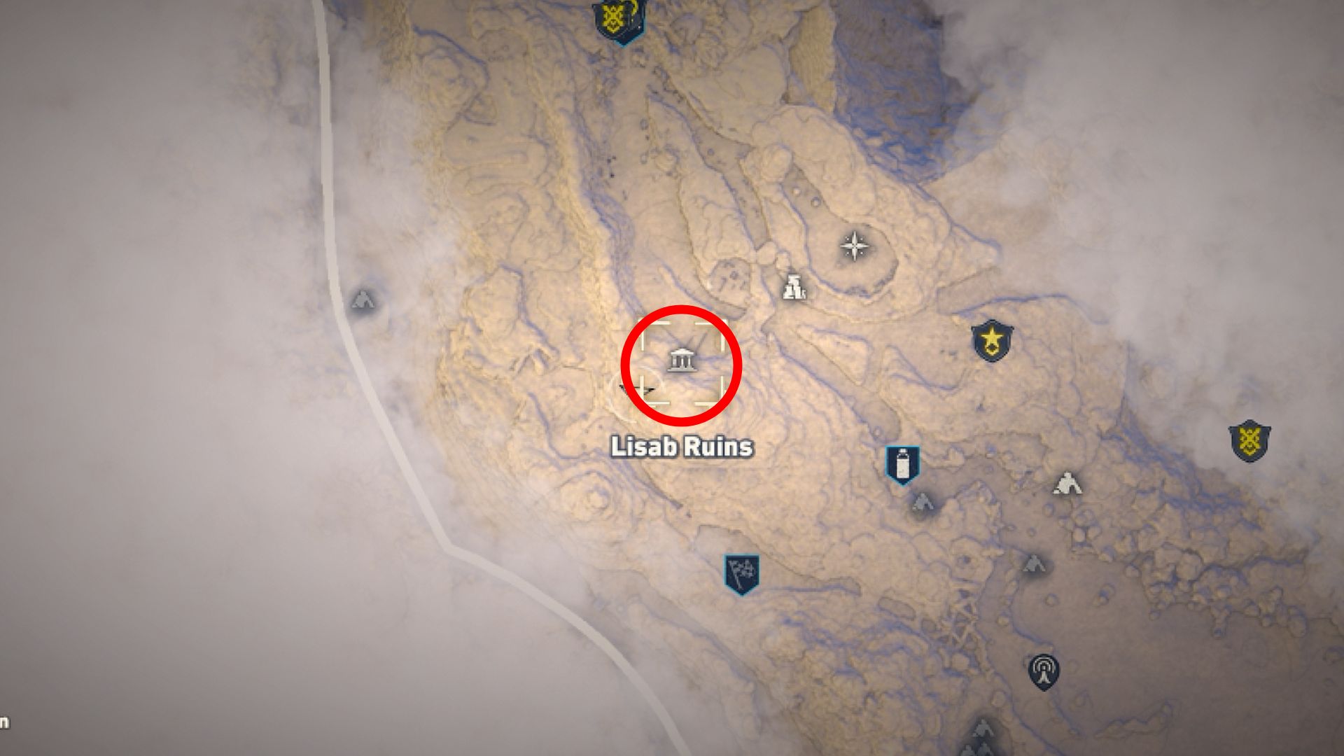 Sand Land map showing ruin location