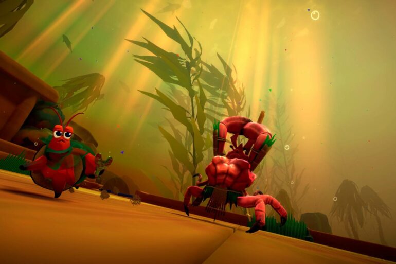 Kril fighting boss Another Crab's Treasure