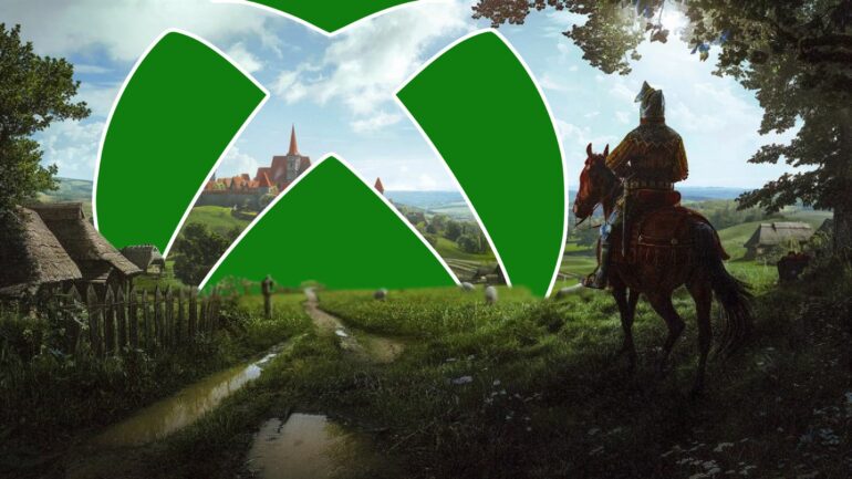 Manor Lords key art with the Xbox logo