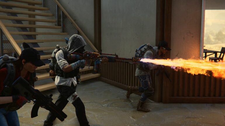 A group of players fighting together in Once Human