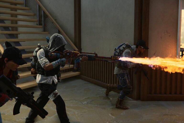 A group of players fighting together in Once Human