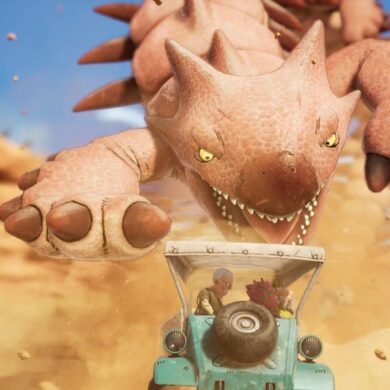 Sand Land vehicle chased by monster