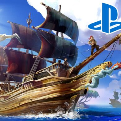 Sea of Thieves ship art with ps5 logo
