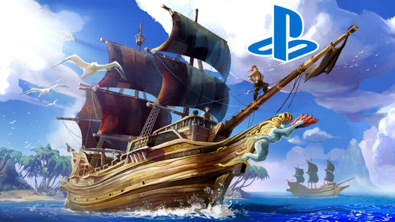 Sea of Thieves ship art with ps5 logo